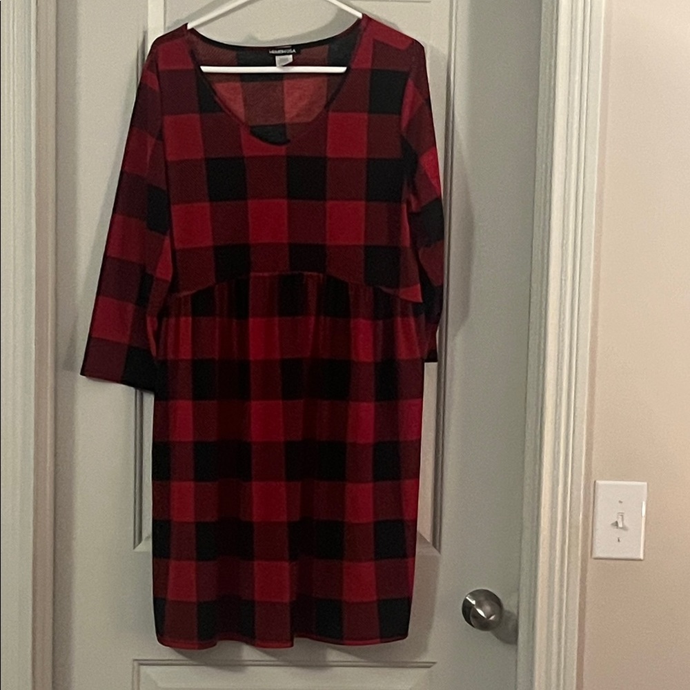 HEIMISH USA Red and Black Buffalo Plaid Women's Dress
